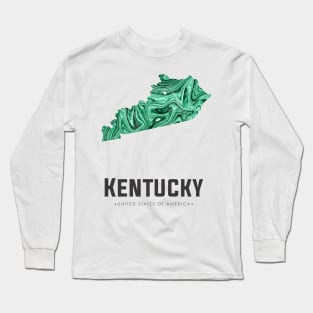 Kentucky state map abstract green Long Sleeve T-Shirt